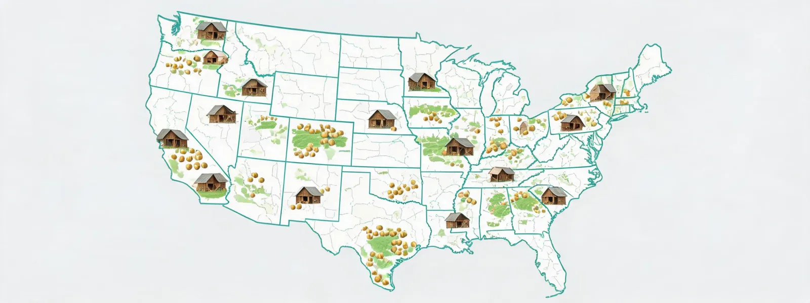 Illustrated hay procurement scenarios across US farming regions